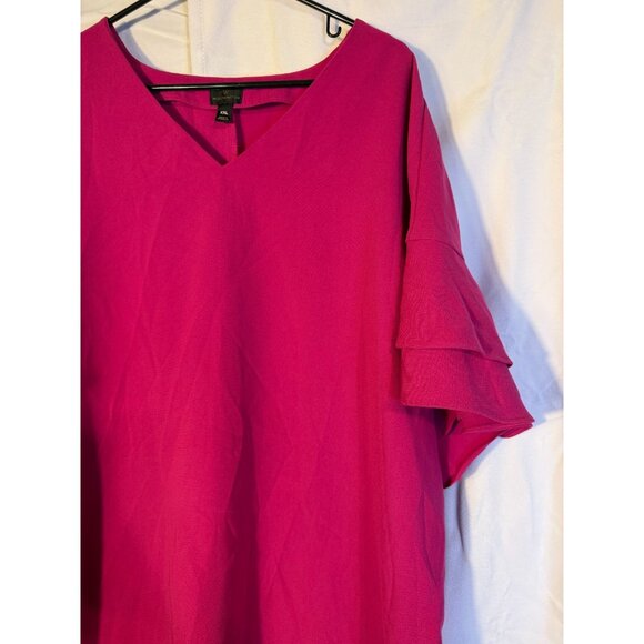 Pink Statement Sleeves Office Dress Barbie Pink Womens Plus 2X XXL Retro Indie - Picture 2 of 4